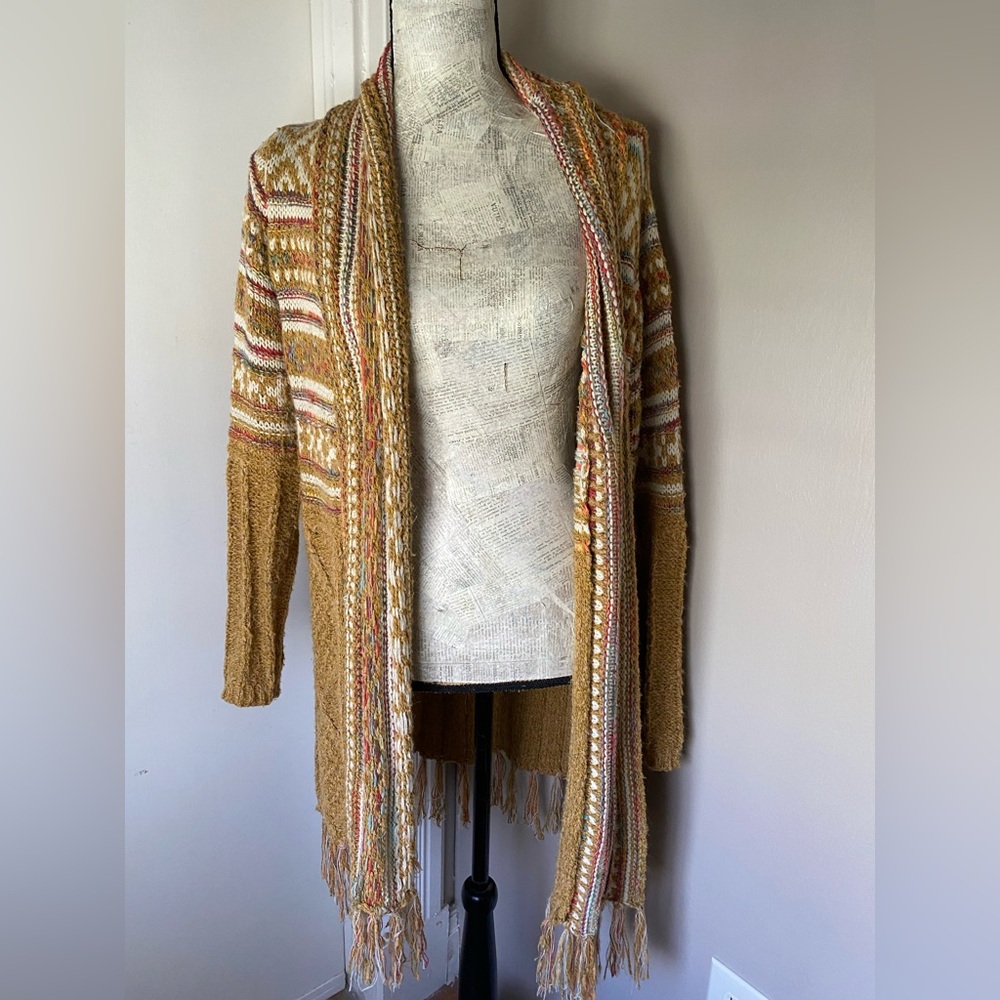 Yellow long cardigan sweater